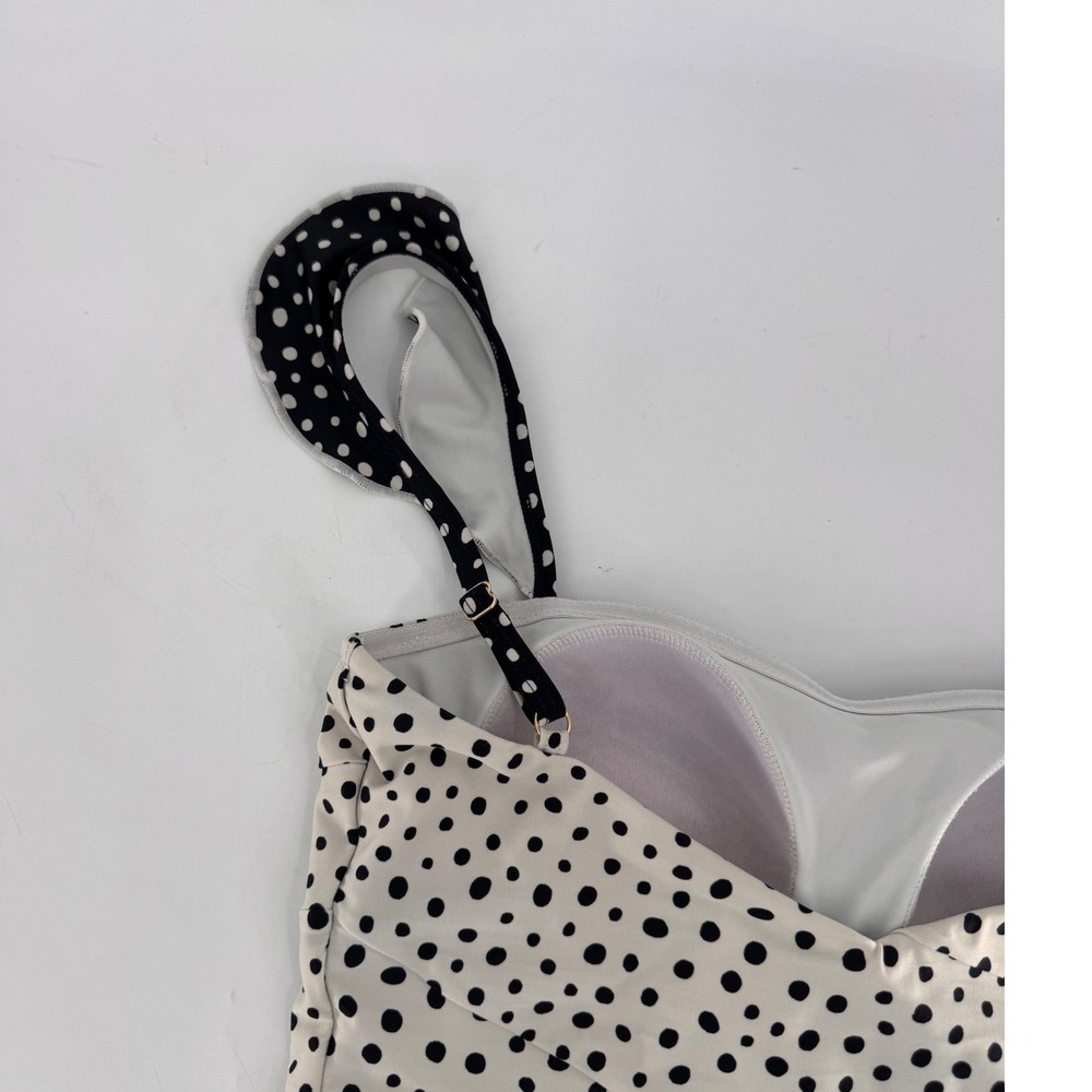 Summersalt Oasis One-Piece Swimsuit Women 6 Black White Ruffle Polka Dot - Picture 11 of 12